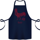 Chinese Zodiac Year of the Rooster Cotton Apron 100% Organic Navy Blue
