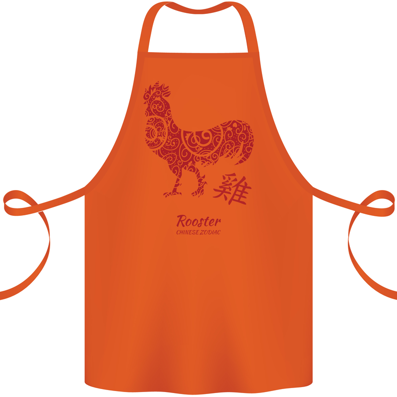 Chinese Zodiac Year of the Rooster Cotton Apron 100% Organic Orange