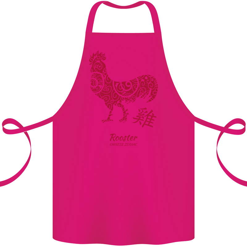 Chinese Zodiac Year of the Rooster Cotton Apron 100% Organic Pink