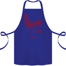 Chinese Zodiac Year of the Rooster Cotton Apron 100% Organic Royal Blue