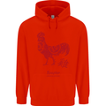 Chinese Zodiac Year of the Rooster Mens 80% Cotton Hoodie Bright Red