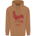 Chinese Zodiac Year of the Rooster Mens 80% Cotton Hoodie Caramel Latte