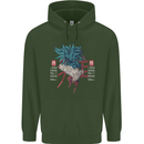 Chinese Zodiac Year of the Rooster Mens 80% Cotton Hoodie Forest Green