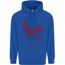 Chinese Zodiac Year of the Rooster Mens 80% Cotton Hoodie Royal Blue