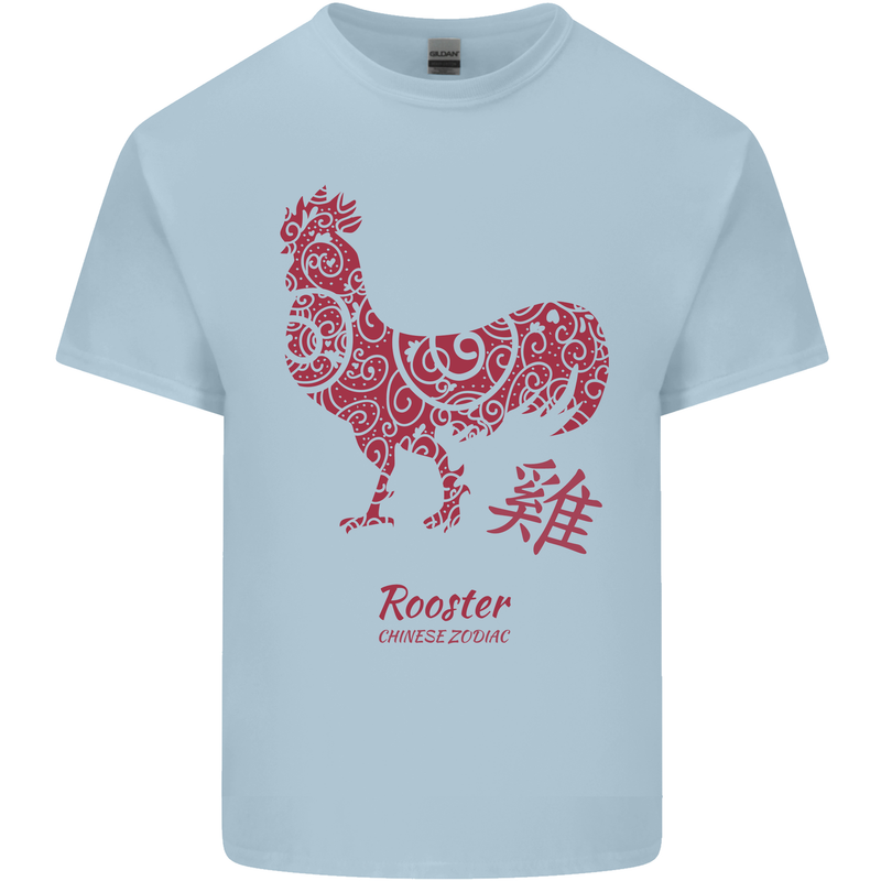 Chinese Zodiac Year of the Rooster Mens Cotton T-Shirt Tee Top Light Blue