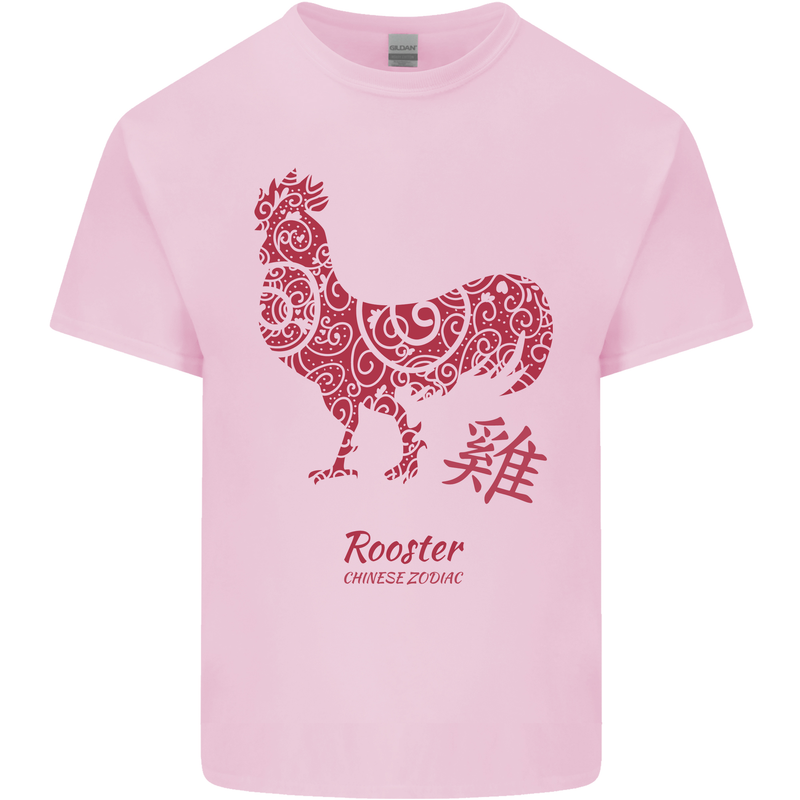 Chinese Zodiac Year of the Rooster Mens Cotton T-Shirt Tee Top Light Pink