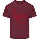Chinese Zodiac Year of the Rooster Mens Cotton T-Shirt Tee Top Maroon