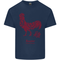 Chinese Zodiac Year of the Rooster Mens Cotton T-Shirt Tee Top Navy Blue