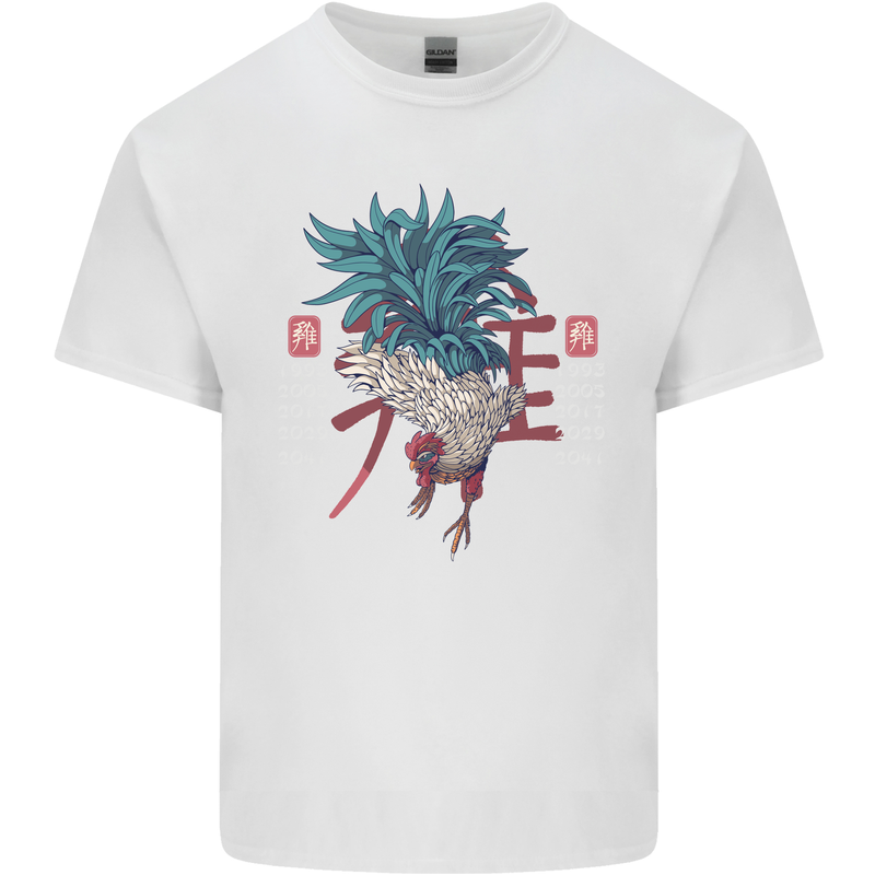 Chinese Zodiac Year of the Rooster Mens Cotton T-Shirt Tee Top White