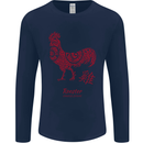 Chinese Zodiac Year of the Rooster Mens Long Sleeve T-Shirt Navy Blue