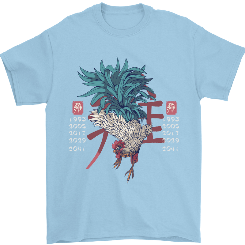 Chinese Zodiac Year of the Rooster Mens T-Shirt Cotton Gildan Light Blue
