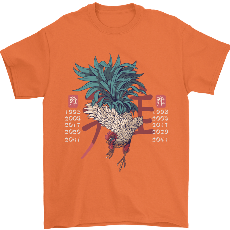 Chinese Zodiac Year of the Rooster Mens T-Shirt Cotton Gildan Orange