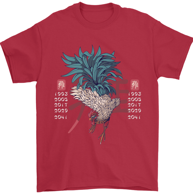 Chinese Zodiac Year of the Rooster Mens T-Shirt Cotton Gildan Red
