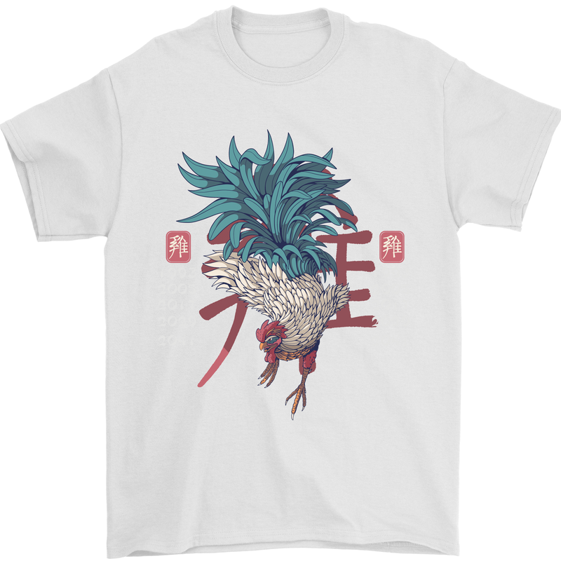 Chinese Zodiac Year of the Rooster Mens T-Shirt Cotton Gildan White