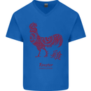 Chinese Zodiac Year of the Rooster Mens V-Neck Cotton T-Shirt Royal Blue