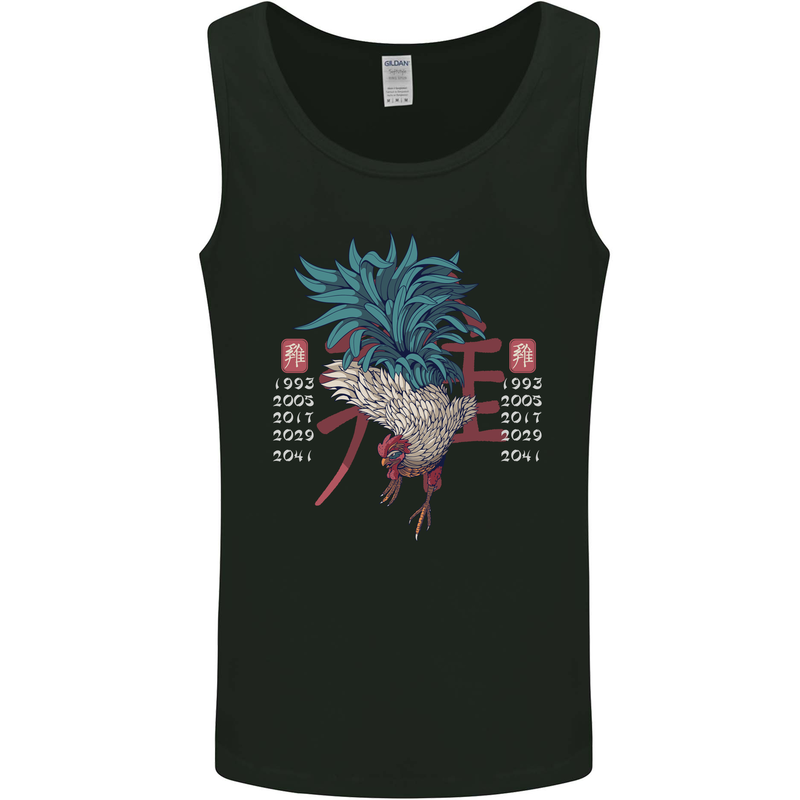 Chinese Zodiac Year of the Rooster Mens Vest Tank Top Black
