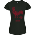 Chinese Zodiac Year of the Rooster Womens Petite Cut T-Shirt Black