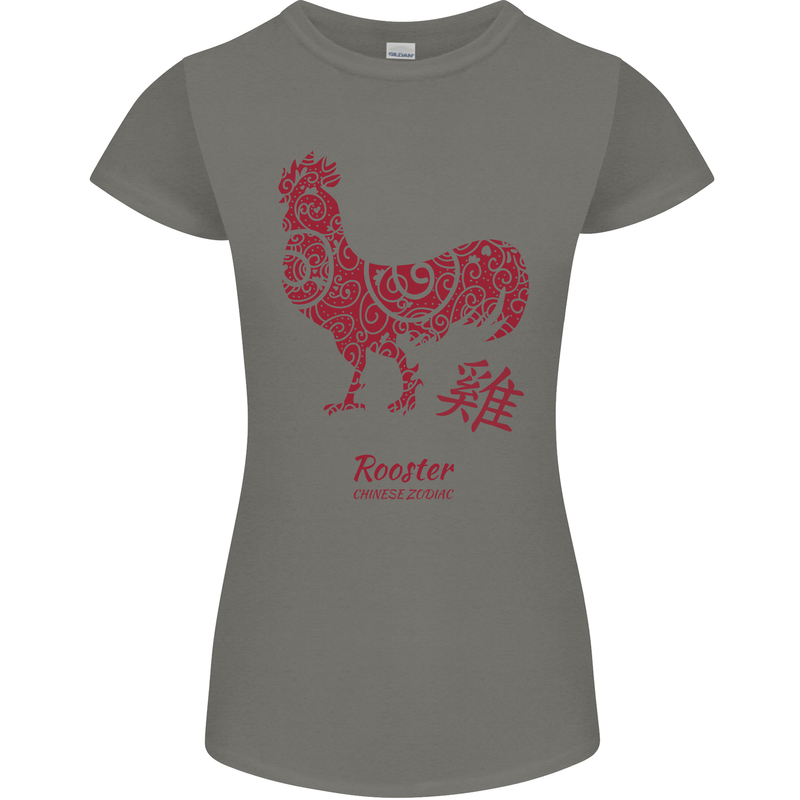 Chinese Zodiac Year of the Rooster Womens Petite Cut T-Shirt Charcoal