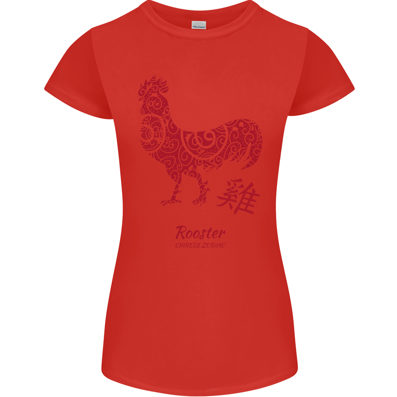 Chinese Zodiac Year of the Rooster Womens Petite Cut T-Shirt Red