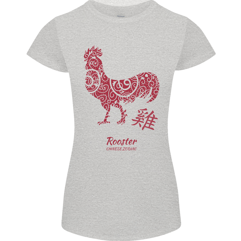 Chinese Zodiac Year of the Rooster Womens Petite Cut T-Shirt Sports Grey