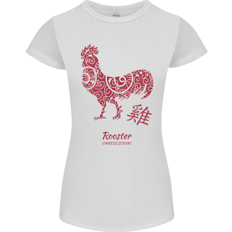 Chinese Zodiac Year of the Rooster Womens Petite Cut T-Shirt White