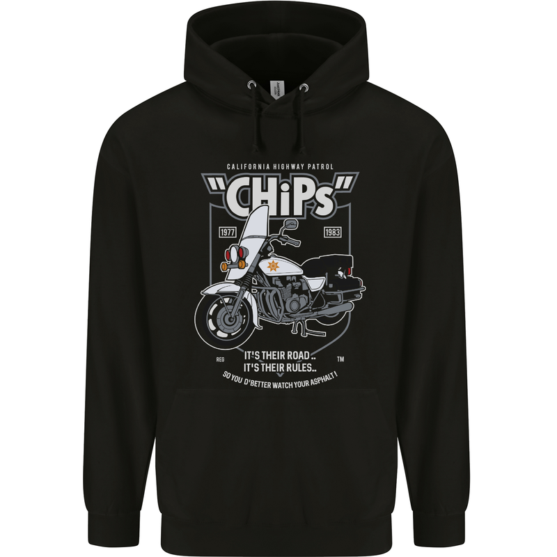 Chips Police Motorcycle Drama Motorbike Childrens Kids Hoodie Black