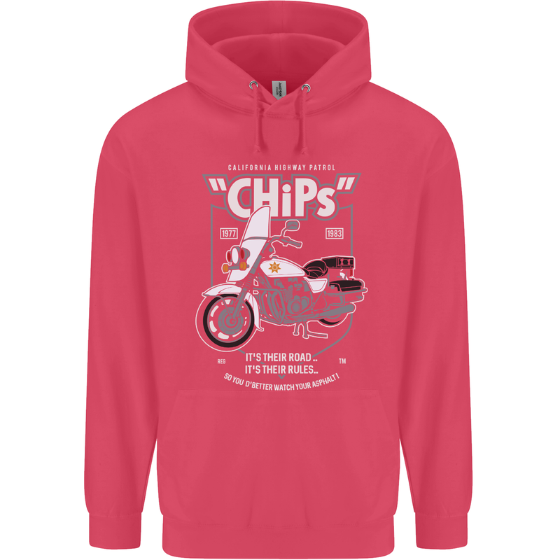 Chips Police Motorcycle Drama Motorbike Childrens Kids Hoodie Heliconia