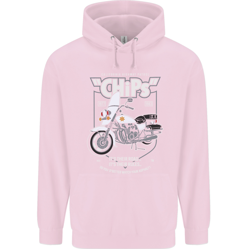 Chips Police Motorcycle Drama Motorbike Childrens Kids Hoodie Light Pink