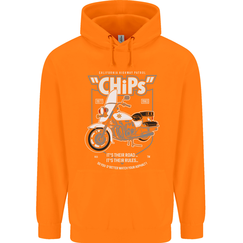Chips Police Motorcycle Drama Motorbike Childrens Kids Hoodie Orange