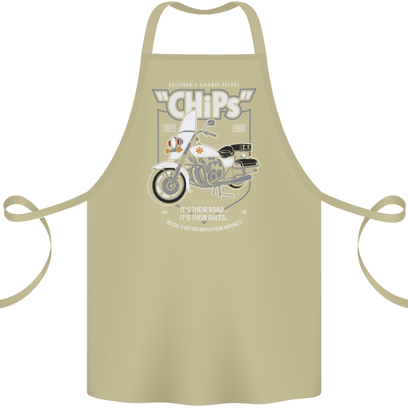 Chips Police Motorcycle Drama Motorbike Cotton Apron 100% Organic Khaki