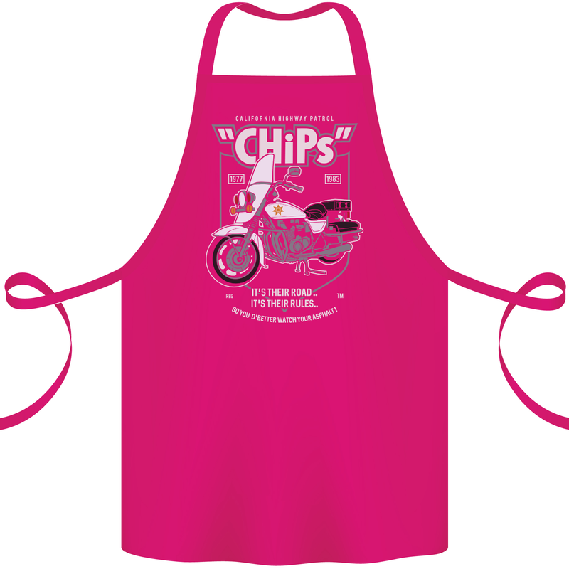 Chips Police Motorcycle Drama Motorbike Cotton Apron 100% Organic Pink