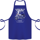 Chips Police Motorcycle Drama Motorbike Cotton Apron 100% Organic Royal Blue
