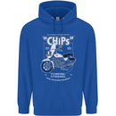 Chips Police Motorcycle Drama Motorbike Mens 80% Cotton Hoodie Royal Blue