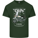 Chips Police Motorcycle Drama Motorbike Mens Cotton T-Shirt Tee Top Forest Green