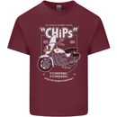 Chips Police Motorcycle Drama Motorbike Mens Cotton T-Shirt Tee Top Maroon