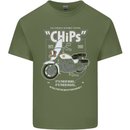 Chips Police Motorcycle Drama Motorbike Mens Cotton T-Shirt Tee Top Military Green