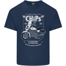 Chips Police Motorcycle Drama Motorbike Mens Cotton T-Shirt Tee Top Navy Blue