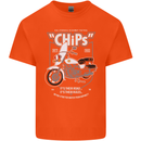 Chips Police Motorcycle Drama Motorbike Mens Cotton T-Shirt Tee Top Orange