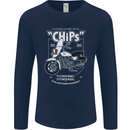 Chips Police Motorcycle Drama Motorbike Mens Long Sleeve T-Shirt Navy Blue