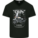 Chips Police Motorcycle Drama Motorbike Mens V-Neck Cotton T-Shirt Black