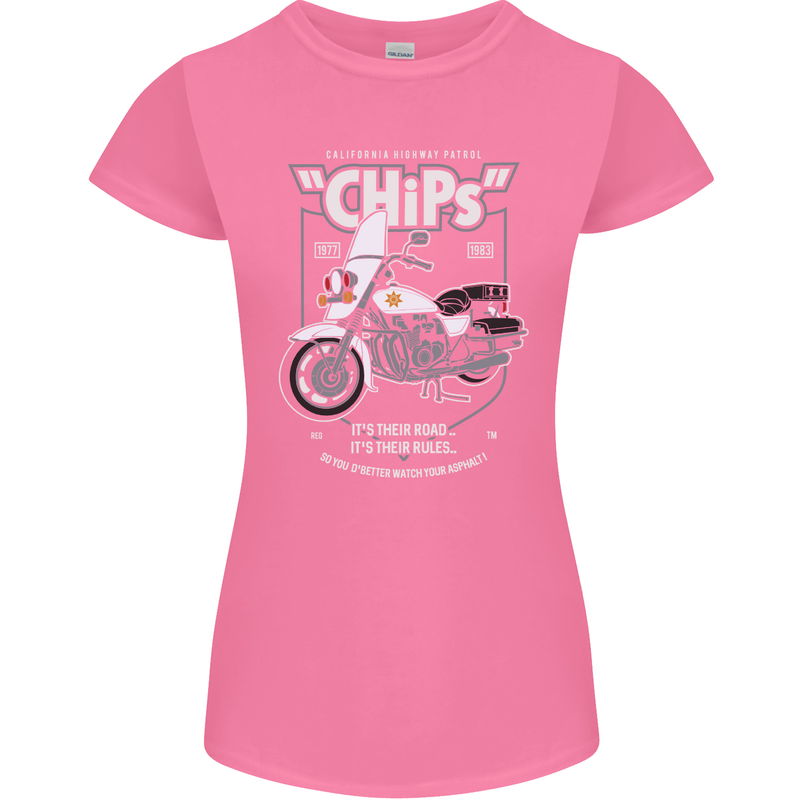 Chips Police Motorcycle Drama Motorbike Womens Petite Cut T-Shirt Azalea