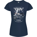Chips Police Motorcycle Drama Motorbike Womens Petite Cut T-Shirt Navy Blue