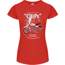 Chips Police Motorcycle Drama Motorbike Womens Petite Cut T-Shirt Red