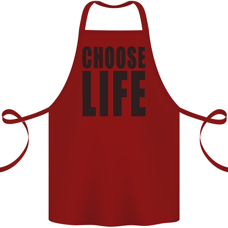 Choose Life Fancy Dress Outfit Costume Cotton Apron 100% Organic Maroon