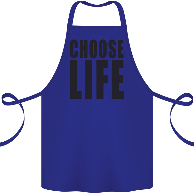 Choose Life Fancy Dress Outfit Costume Cotton Apron 100% Organic Royal Blue