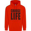 Choose Life Fancy Dress Outfit Costume Mens 80% Cotton Hoodie Bright Red