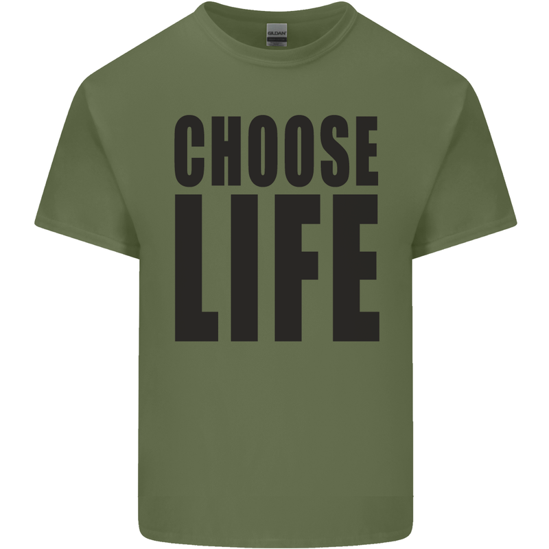 Choose Life Fancy Dress Outfit Costume Mens Cotton T-Shirt Tee Top Military Green