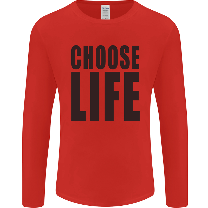 Choose Life Fancy Dress Outfit Costume Mens Long Sleeve T-Shirt Red