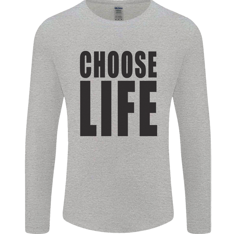 Choose Life Fancy Dress Outfit Costume Mens Long Sleeve T-Shirt Sports Grey
