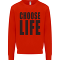 Choose Life Fancy Dress Outfit Costume Mens Sweatshirt Jumper Bright Red